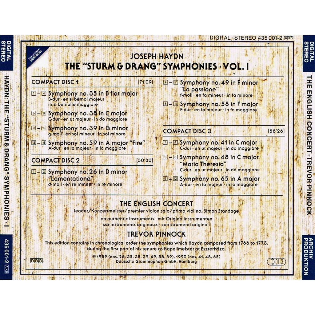 Joseph haydn the “sturm & drang” symphonies 1 by English Concert