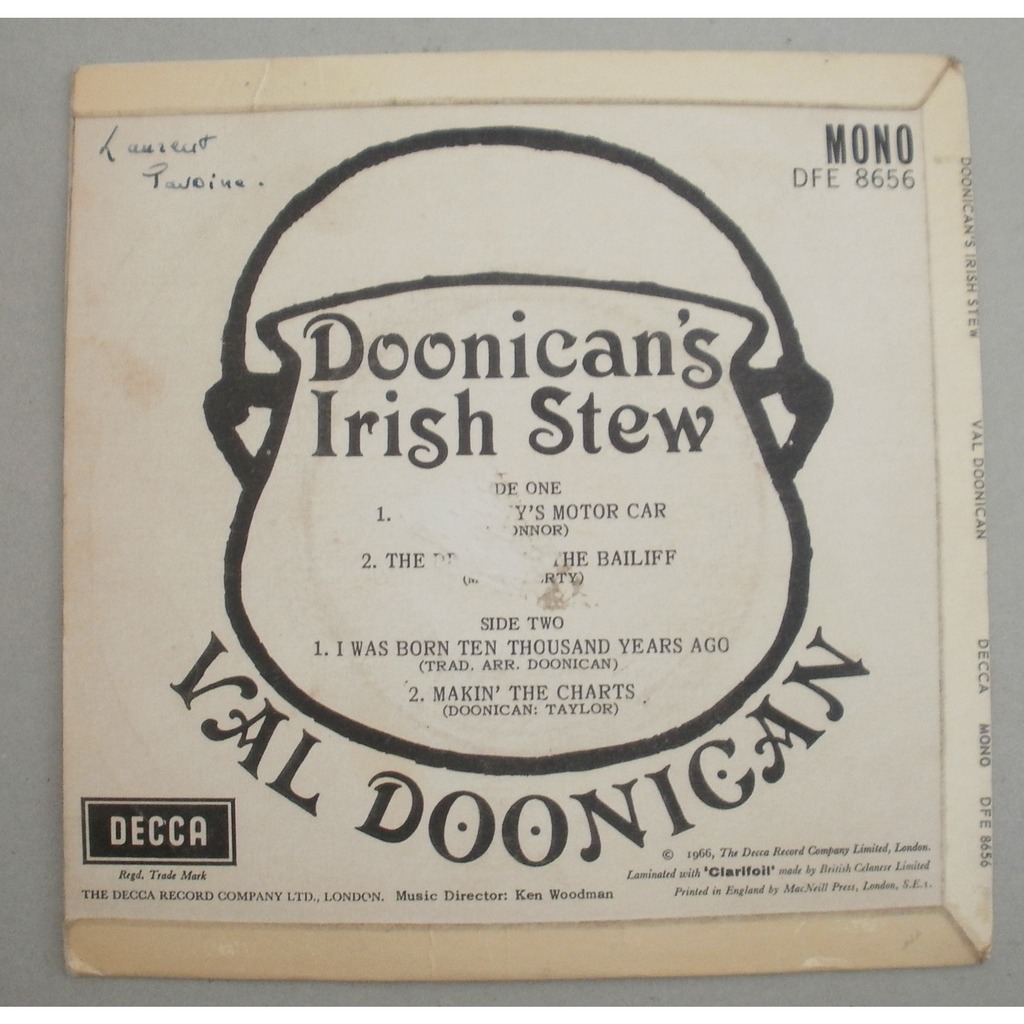 VAL DOONICAN o'rafferty's motor car + 3, 7INCH (EP) for sale on