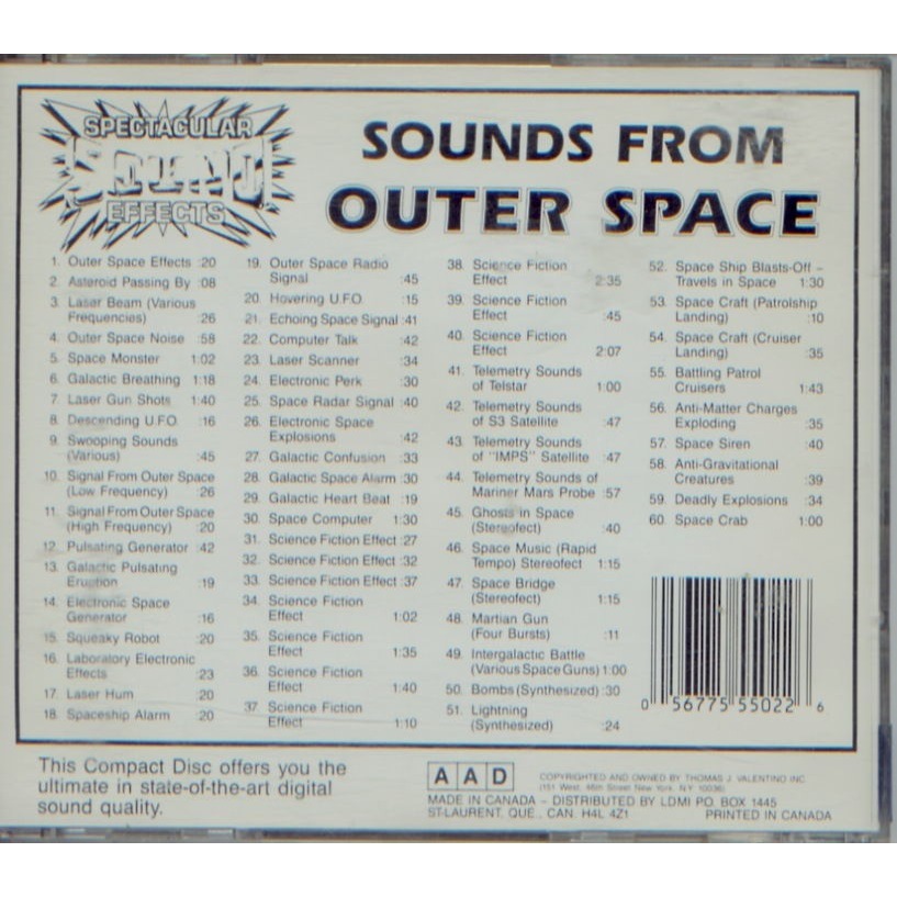 Sounds from outer space by Thomas J. Valentino, CD with grigo Ref