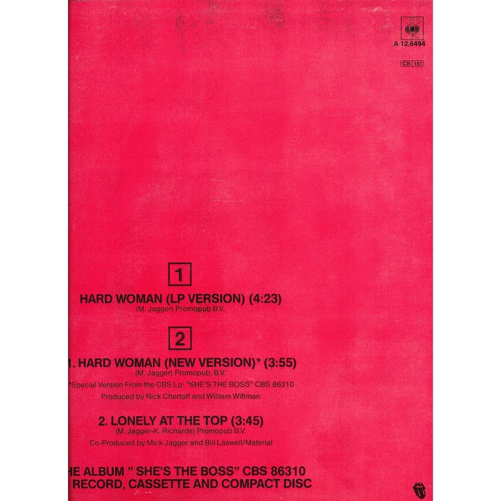 Hard woman by Mick Jagger, 12inch with neil93 Ref115476249