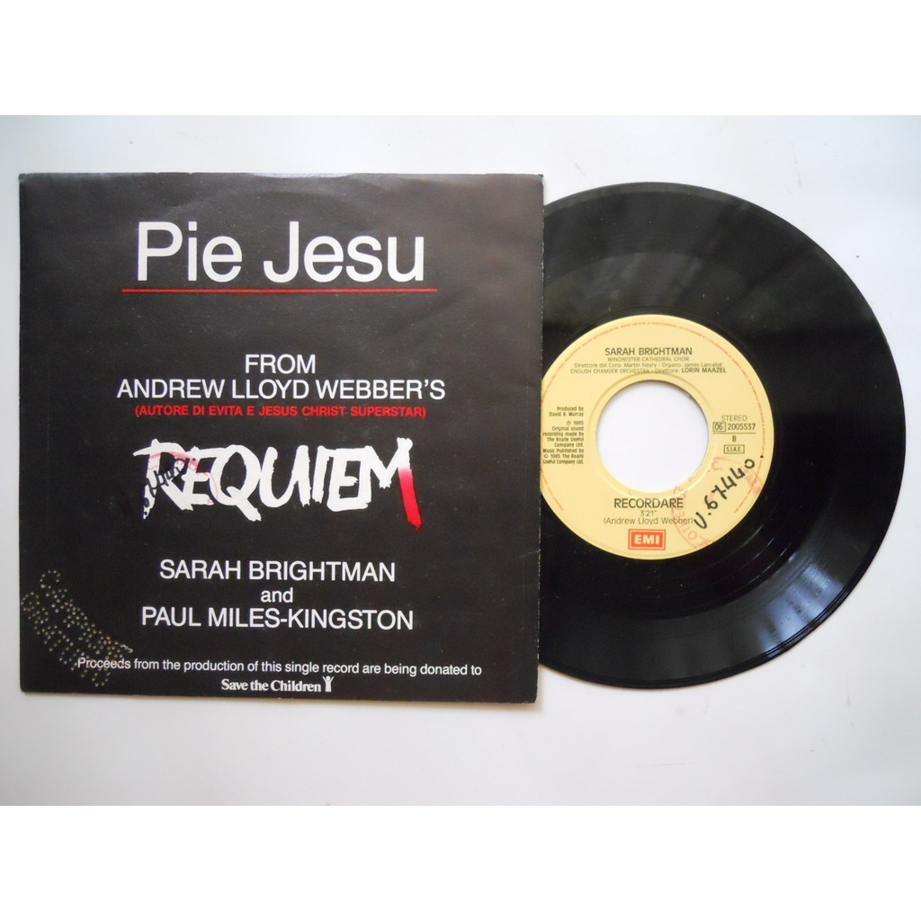 Pie jesu by Sarah Brightman And Paul Miles-Kingston, SP with platine ...