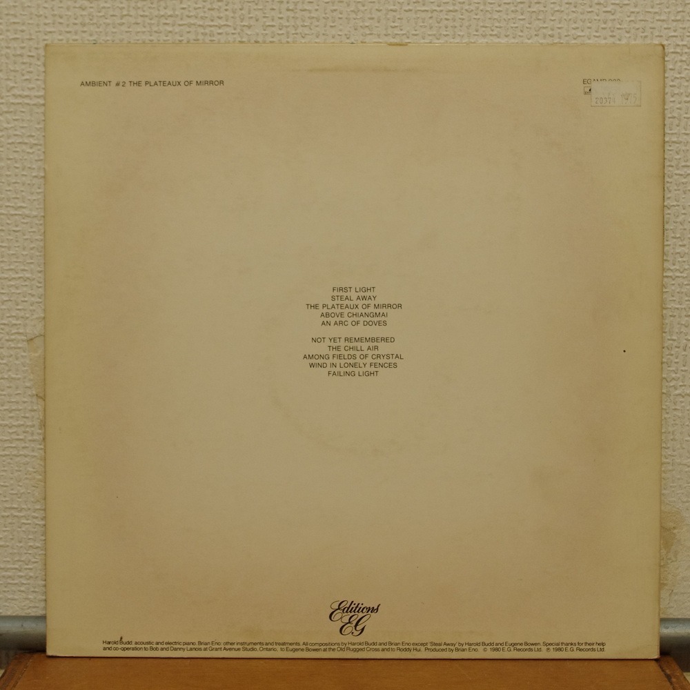 HAROLD BUDD & BRIAN ENO ambient 2 - the plateaux of mirror, LP for sale ...