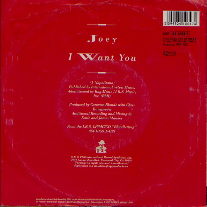 Joey / i want you by Concrete Blonde, SP with grigo Ref115770529