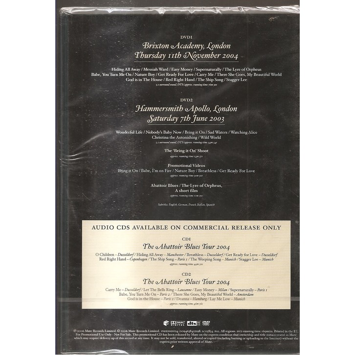  nick cave and the bad seeds  -  the abattoir blues tour promo 