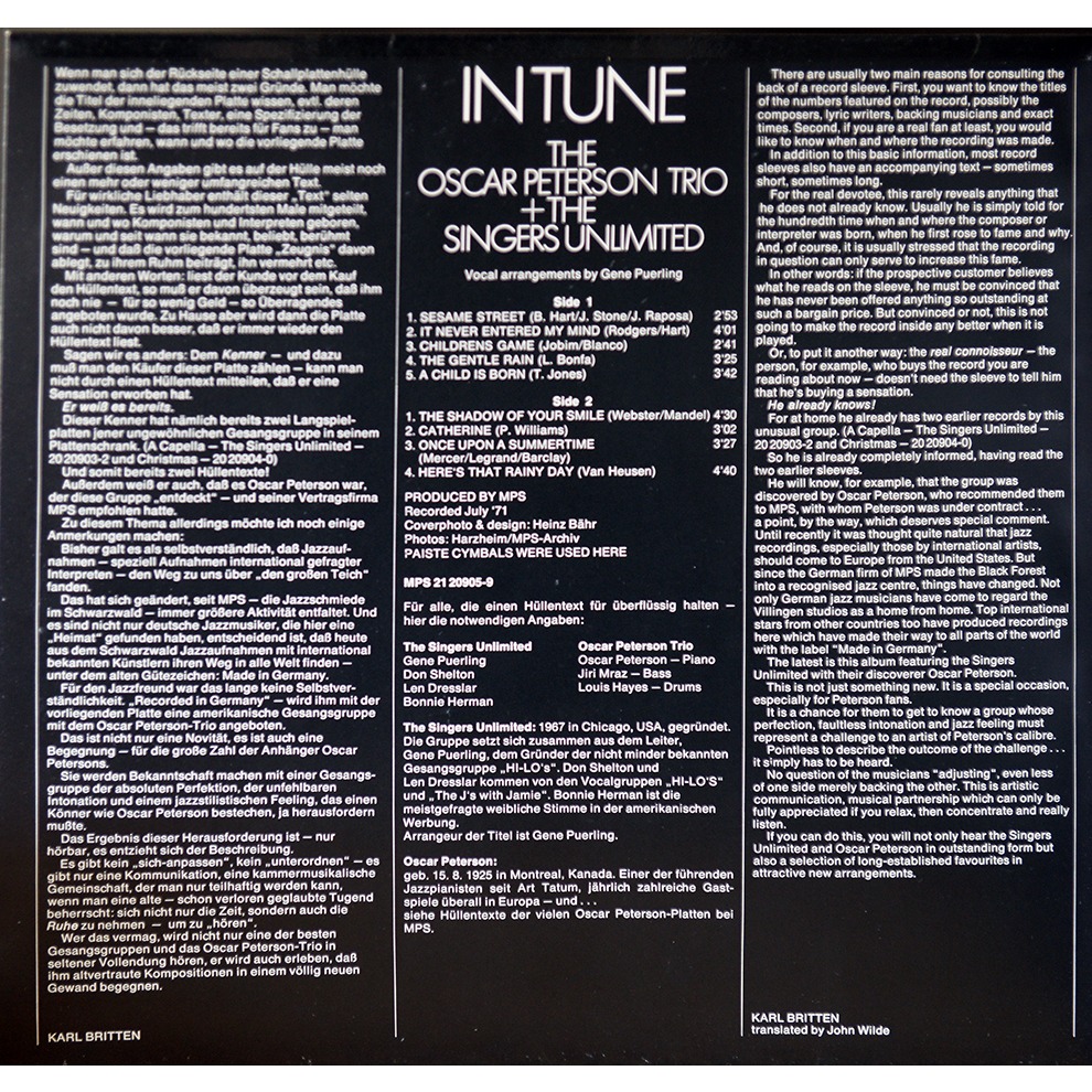 In tune by Oscar Peterson The Singers Unlimited, LP with rarissime Ref115834234