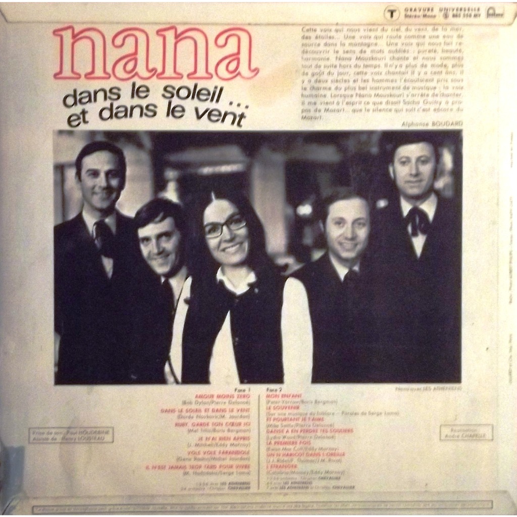 Dans le soleil et dans le vent by Nana Mouskouri, LP with vinyl59 Ref