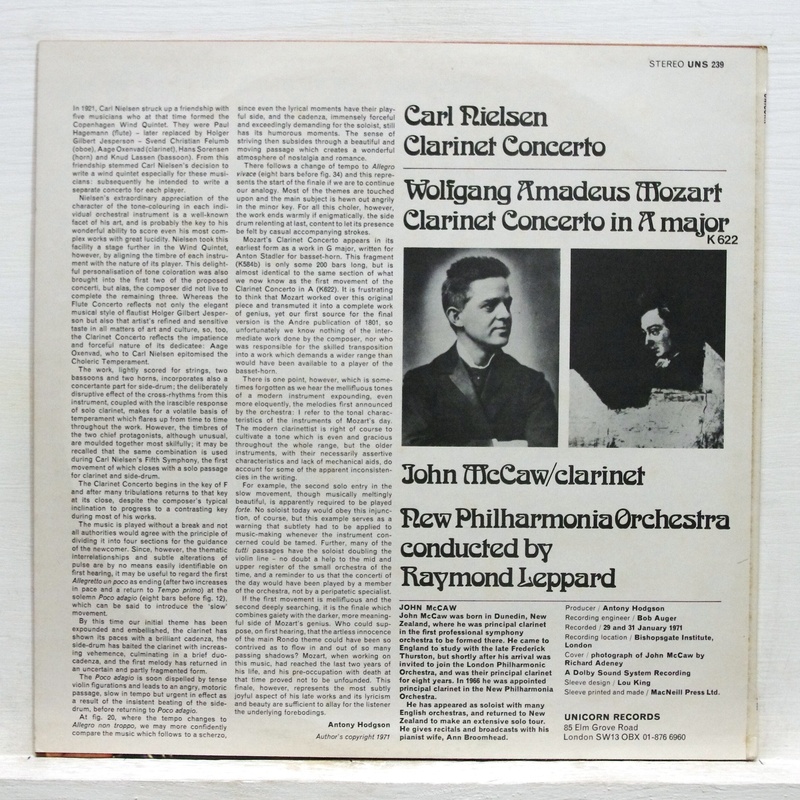 Nielsen concerto, op. 57 / mozart concerto k. 622