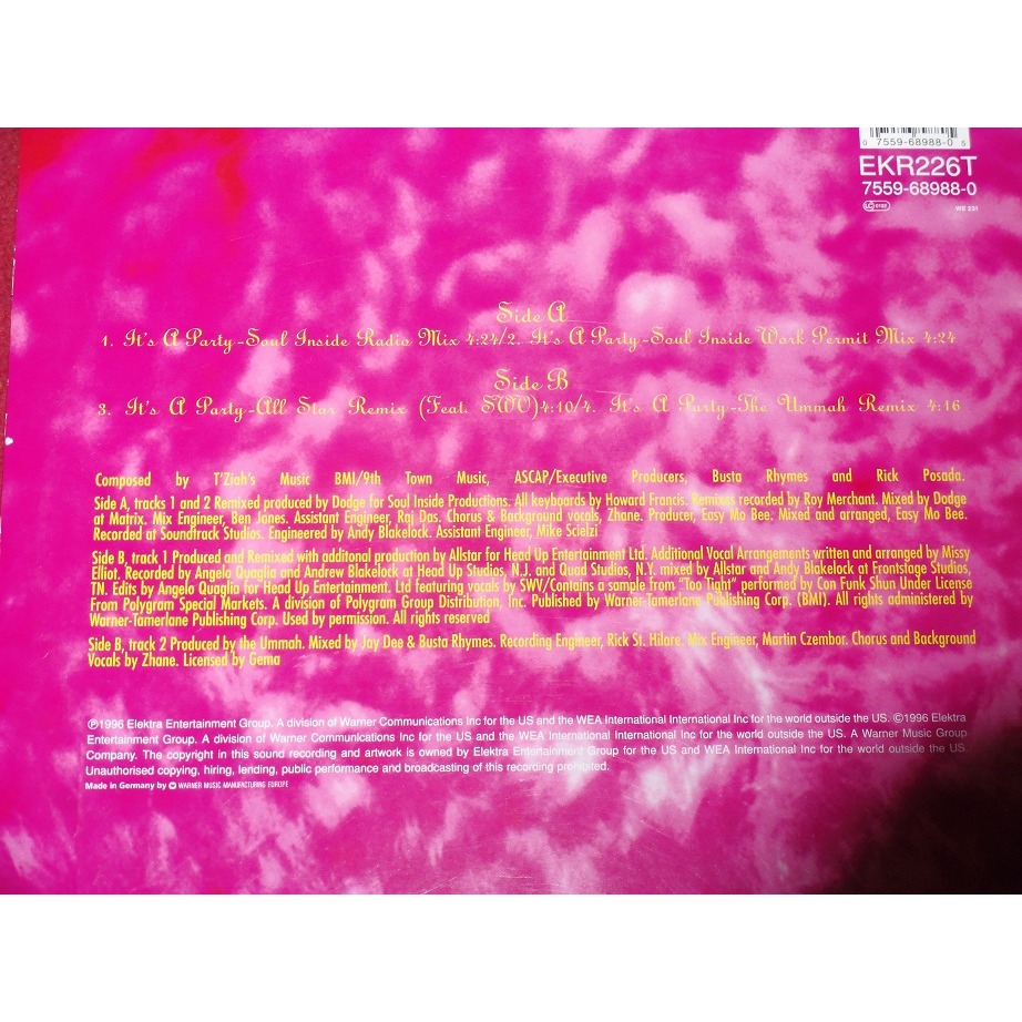 It's a party by Busta Rhymes Feat. Zhane, 12inch with lolopipo Ref