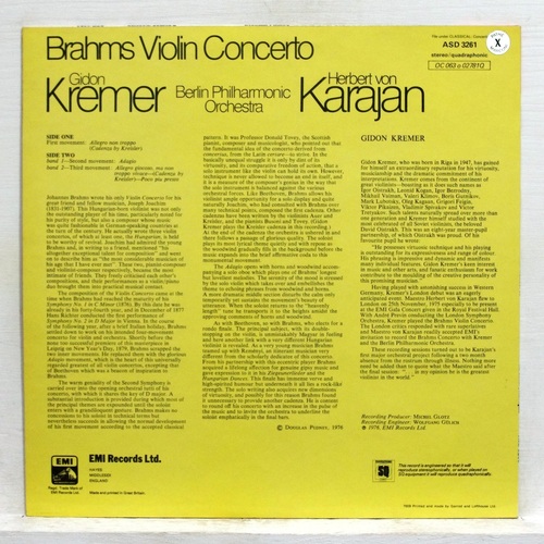 Brahms Violin Concerto By Gidon Kremer Lp With Elyseeclassic Ref115995505