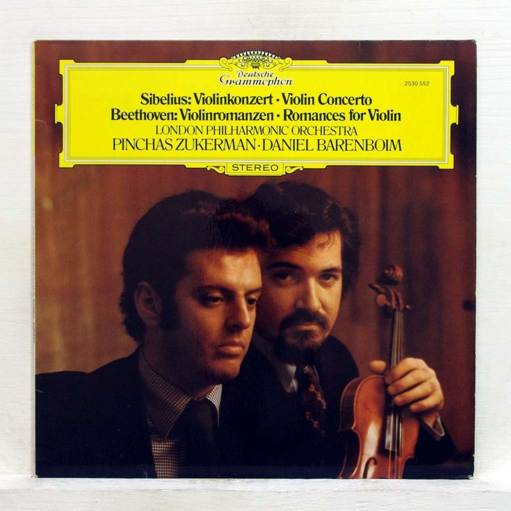 Sibelius violin concerto beethoven romances for violin by Pinchas Zukerman, LP with