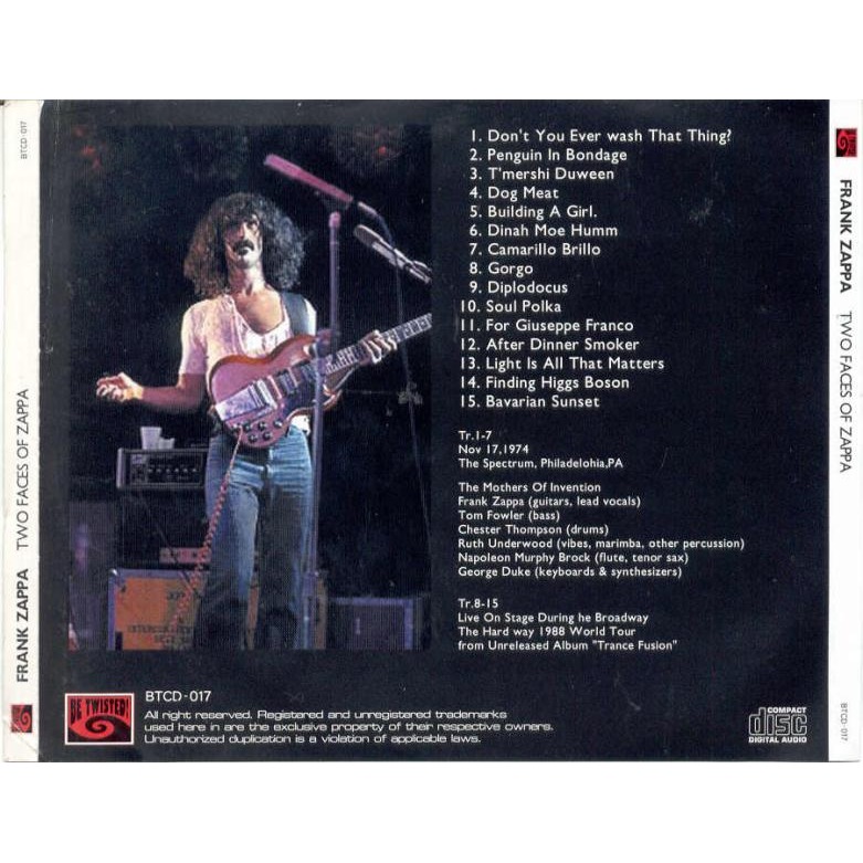 FRANK ZAPPA two faces of zappa (philadelphia spectrum 17.11.1974 & live ...