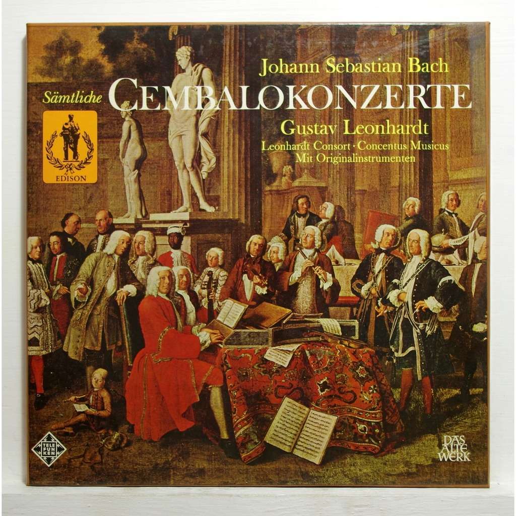 Js bach complete harpsichord concertos by Gustav Leonhardt, LP Box