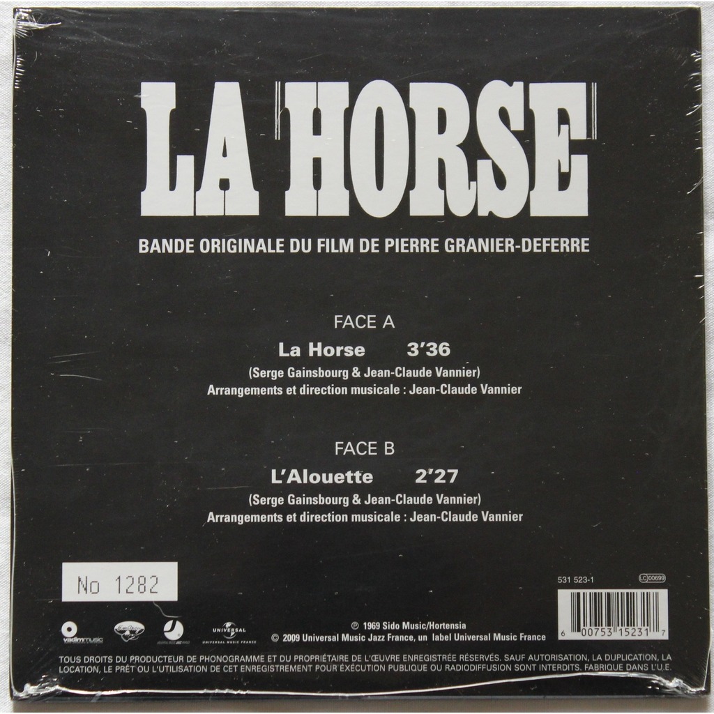 La horse de Serge Gainsbourg / Jean Claude Vannier, SP chez