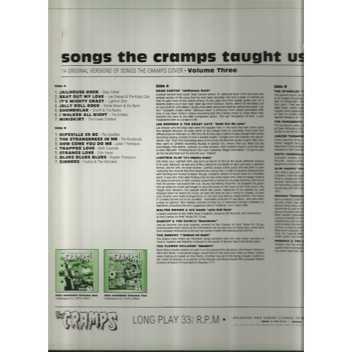 dean carter slim harpo junior thompson  -  songs the cramps taught us 