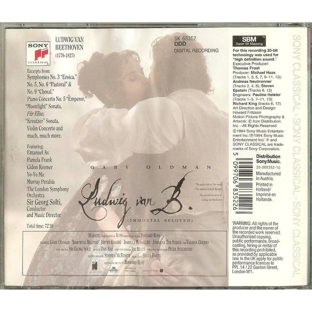 Ludwig Van B. (immortal Beloved) - Original Motion Picture Soundtrack ...