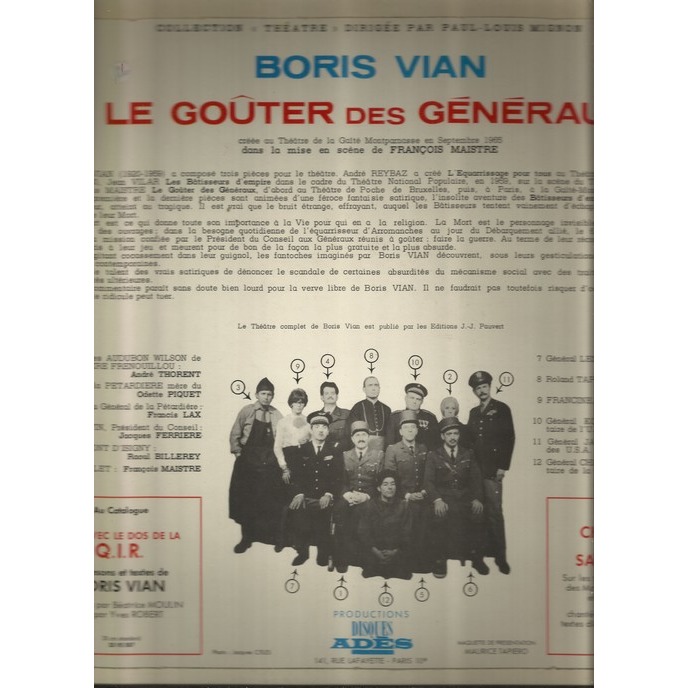  boris vian  -  le gouter des generaux 