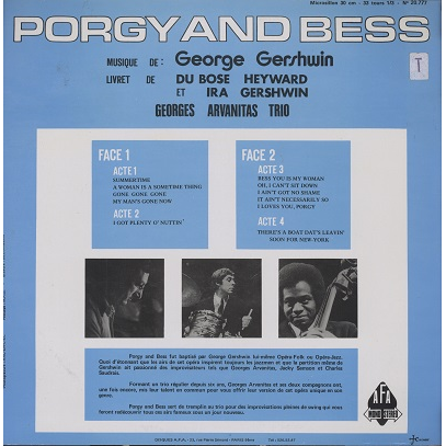 Georges Arvanitas Trio porgy and bess, LP for sale on SofaRecords