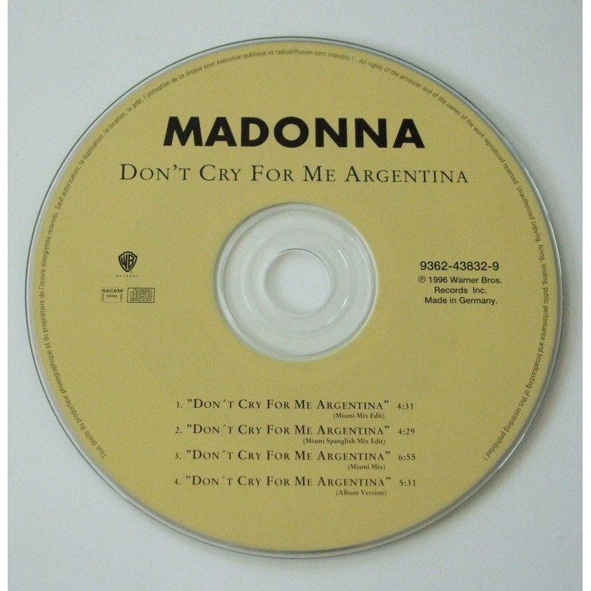 Don't cry for me argentina - Madonna - ( CDシングル ) - 売り手