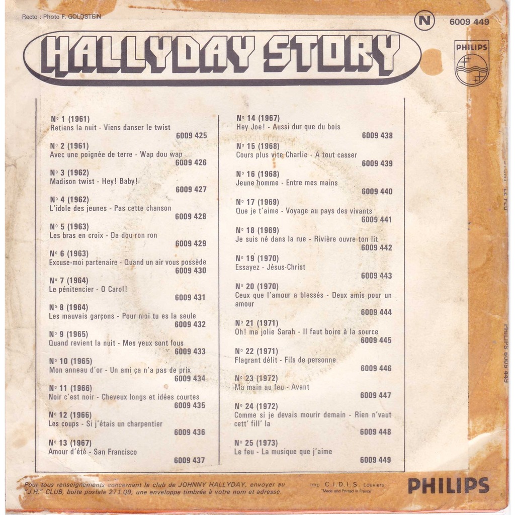 Le feu / toute la musique que j'aime ( vol 25 ) de Hallyday Johnny, SP chez maziksound Ref