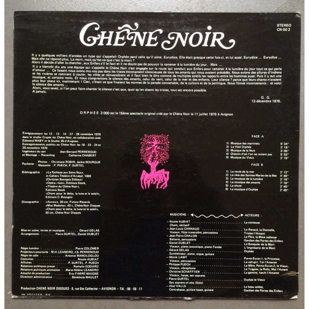 k1840 CHENE NOIR ORPHEE 2000 レコード　激レア k1840 CHENE NOIR ORPHEE 2000 レコード 激レア CHENE NOIR / ORPHEE