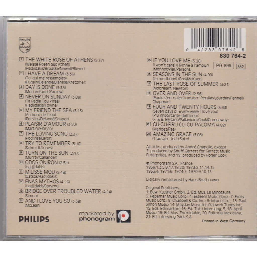 Passport philips germany 1986 by Nana Mouskouri, CD with rarervnarodru