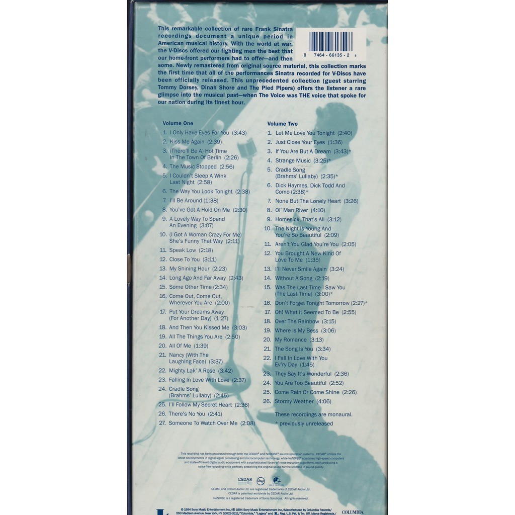 The vdiscs columbia/legacy usa 1994 2cd box by Frank Sinatra, CD box with rarervnarodru Ref