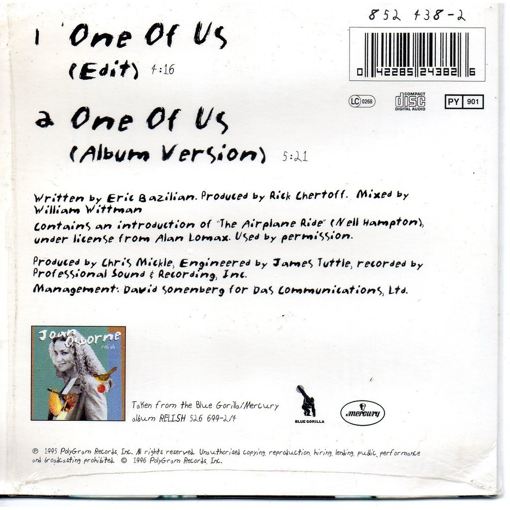 One of us / one of us (album version ) de Joan Osborne, CDS chez