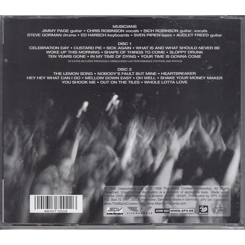 Live at the greek by Jimmy Page & The Black Crowes, CD x 2 with