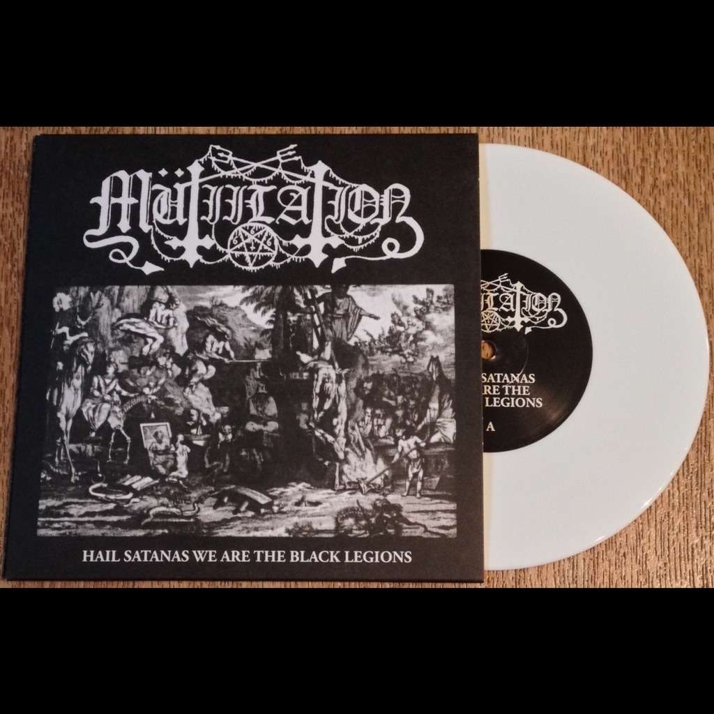 MUTIILATION hail satanas we are the black legions. white vinyl, 7INCH X ...