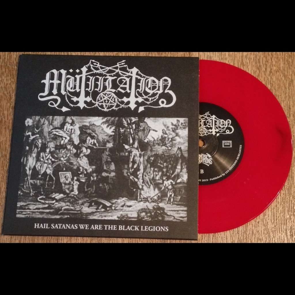 MUTIILATION hail satanas we are the black legions. red vinyl, 7INCH X 1 ...