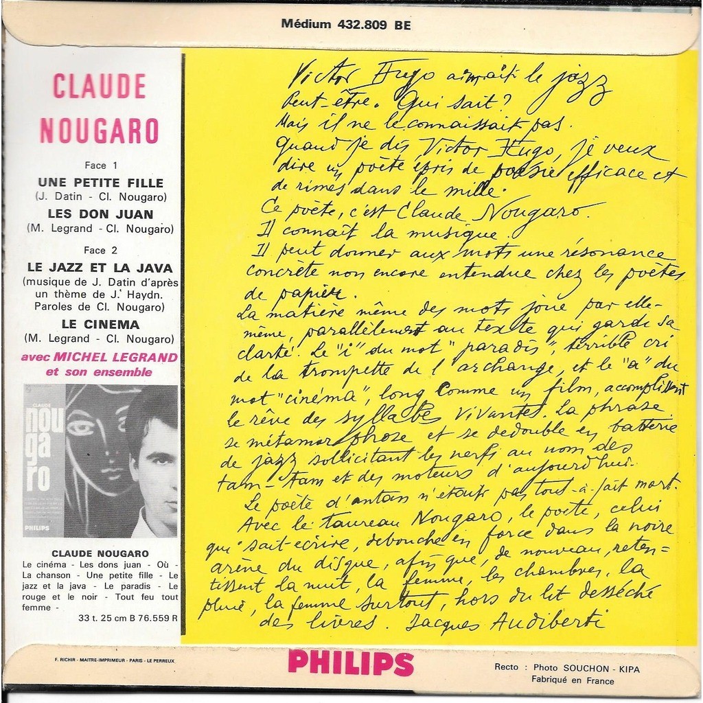 Le cinema by Claude Nougaro, EP with romeotiti Ref117777443
