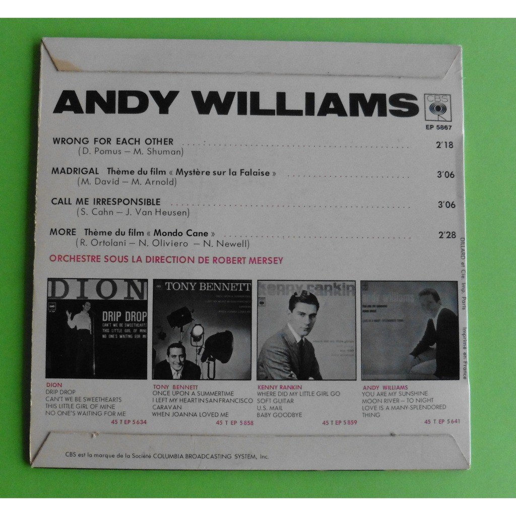 Wrong for each other + 3 by Andy Williams, EP with leshauts78 - Ref ...