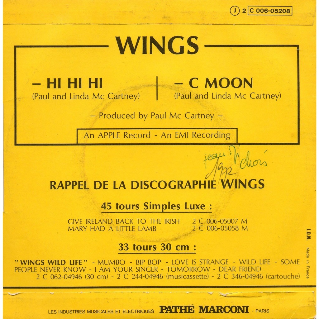 Wings Hi, Hi, Hi / C Moon