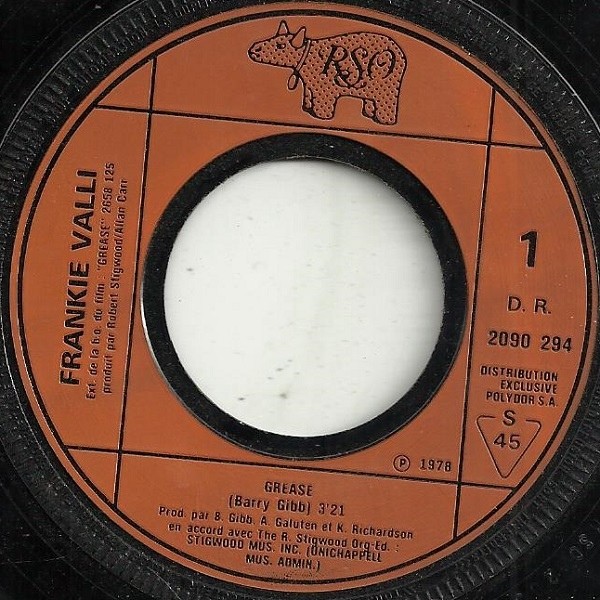 Grease /grease (instrumental) de Frankie Valli, 45 RPM (SP 2 títulos