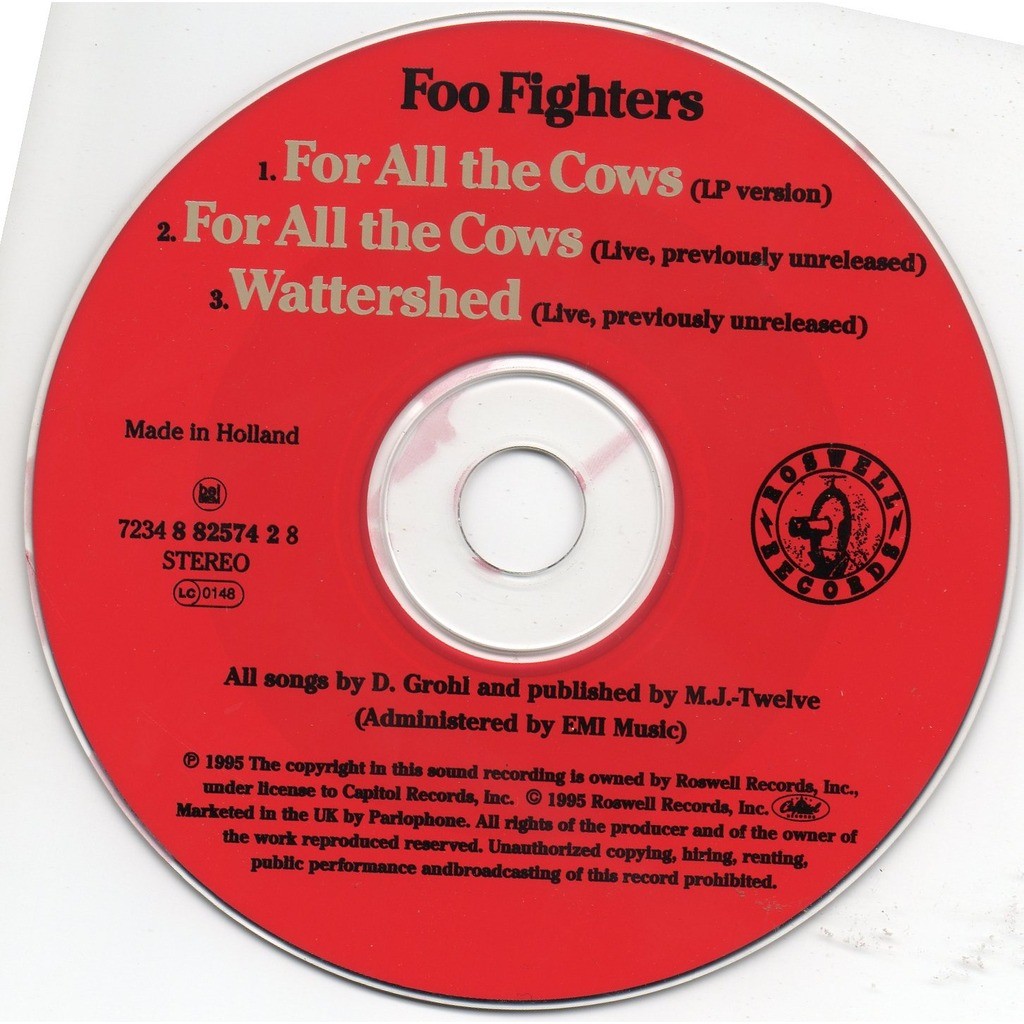 For all the cows ,wattershed de Foo Fighters, CDS chez didierf Ref