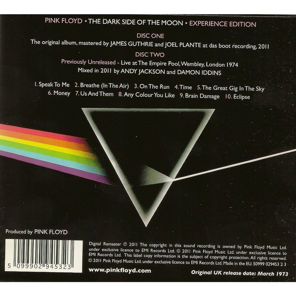 pink floyd dark side of the moon 2 cd experience edition