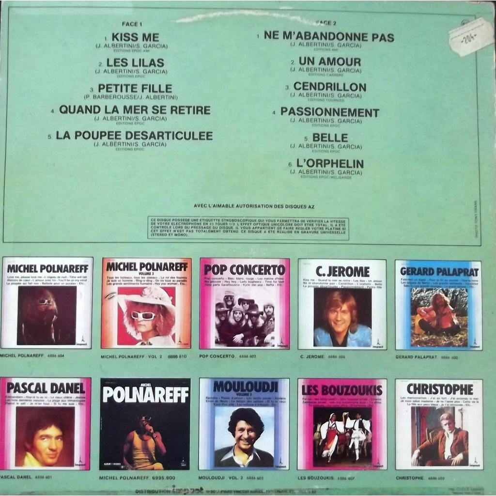 C. jérome kiss me de C. Jérome, 33T chez vinyl59 Ref118045622