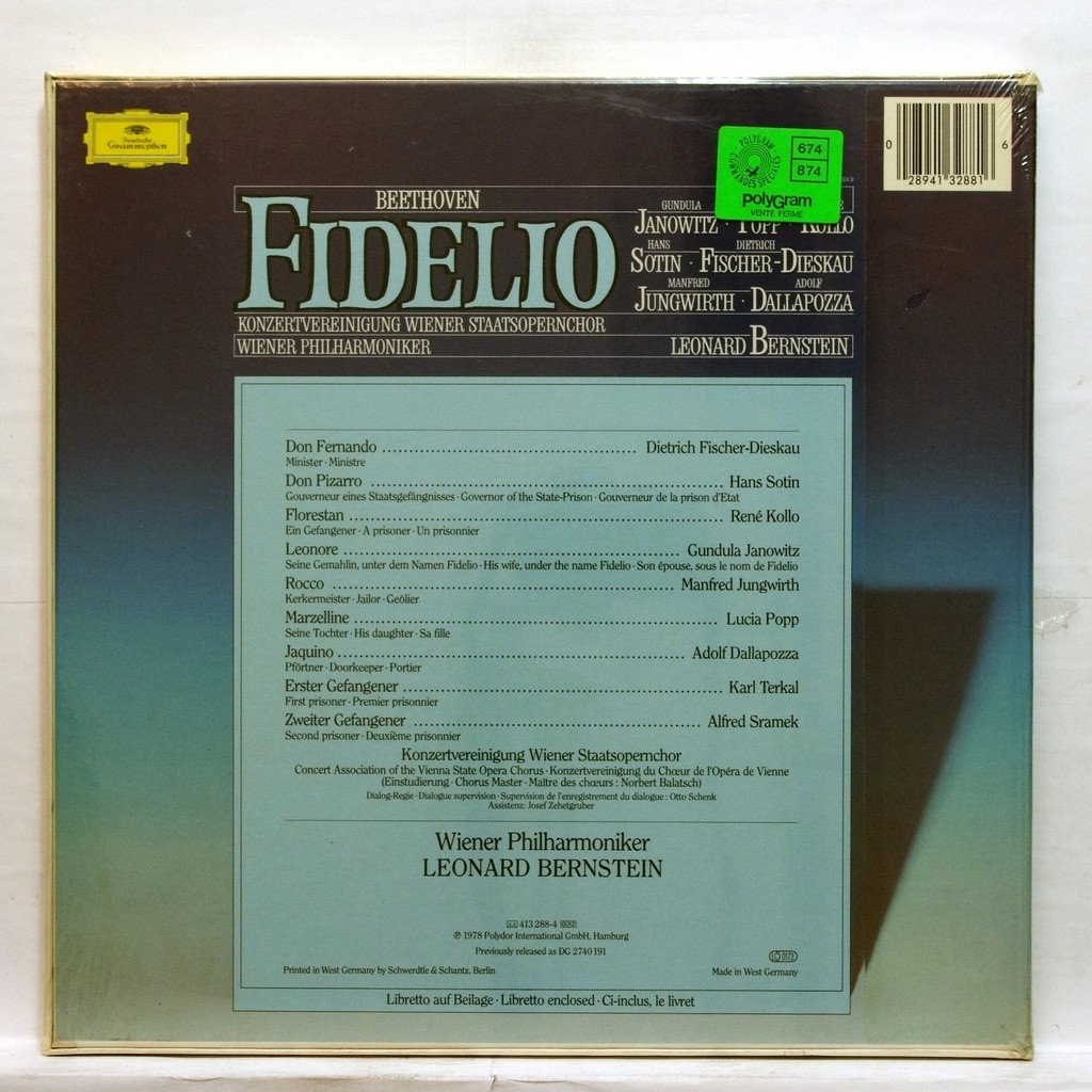 Beethoven : fidelio by Lucia Popp, Gundula Janowitz, Bernstein, LP Box ...