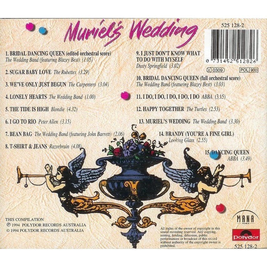 Muriel S Wedding Music From And Inspired By The Film By Abba The Rubettes Dusty Springfield Peter Allen Cd With Minkocitron Ref 118176360