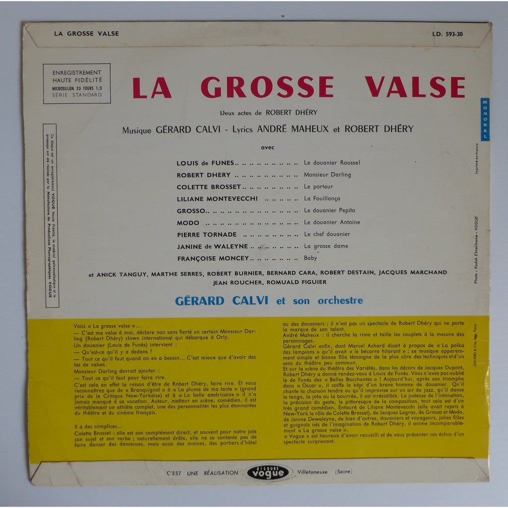 La grosse valse de Gérard Calvi Louis De Funès, 33T chez ouioui14