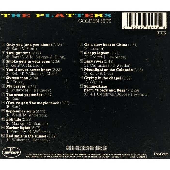 Golden hits by The Platters, CD with minkocitron Ref118511654