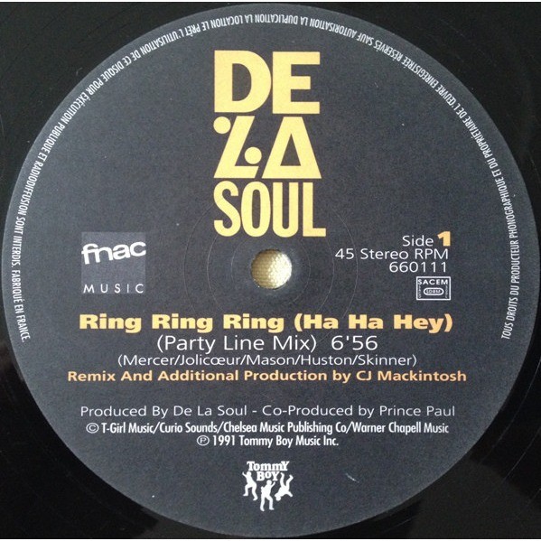 De La Soul-Ring Ring Ring UKオリジナル片面ピクチャー De La Soul-Ring Ring Ring UKオリジナル片面ピクチャー
