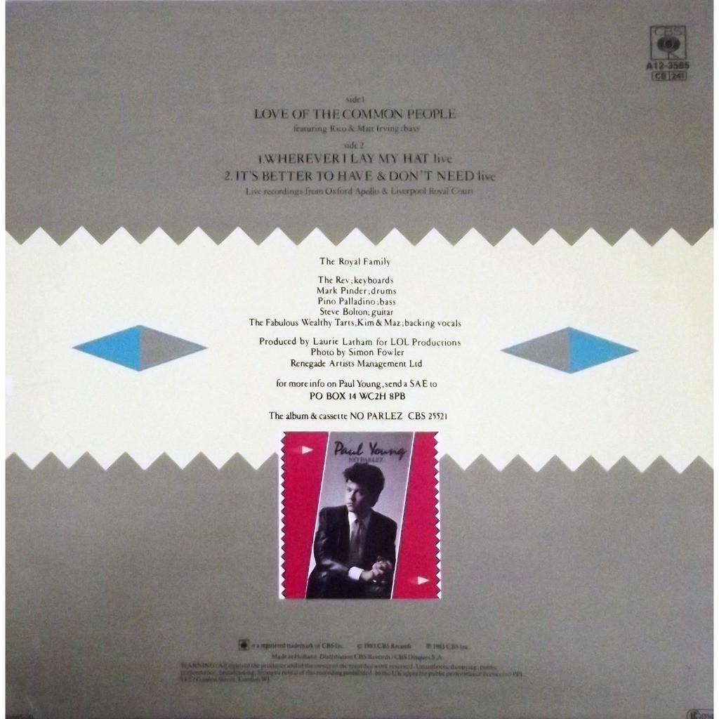 Love of the common people by Paul Young, 12inch with vinyl59 - Ref ...