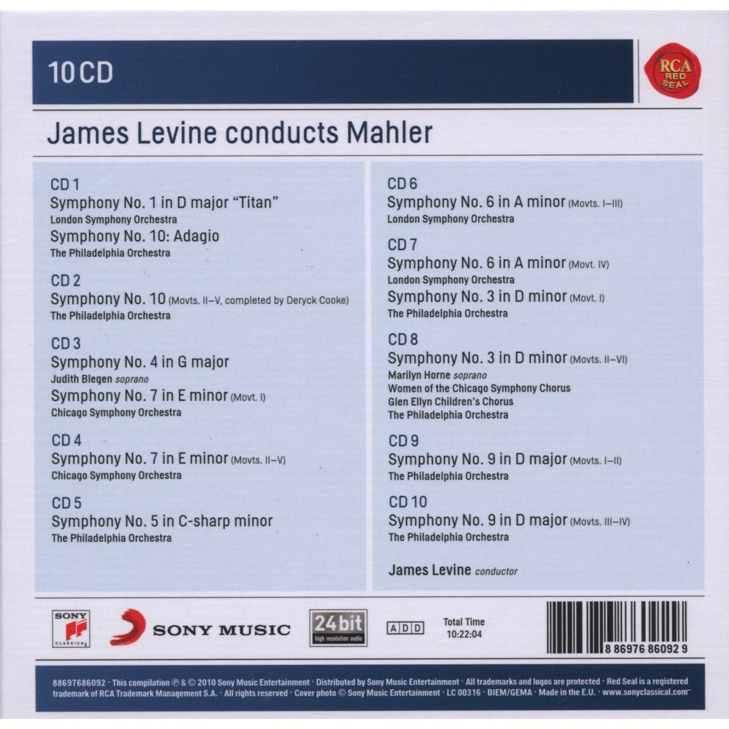 Mahler, Gustav Symphonies Nos.1,3-7,9 & 10 / James Levine, London S.O., Chicago S.O., Philadelphia Orchestra