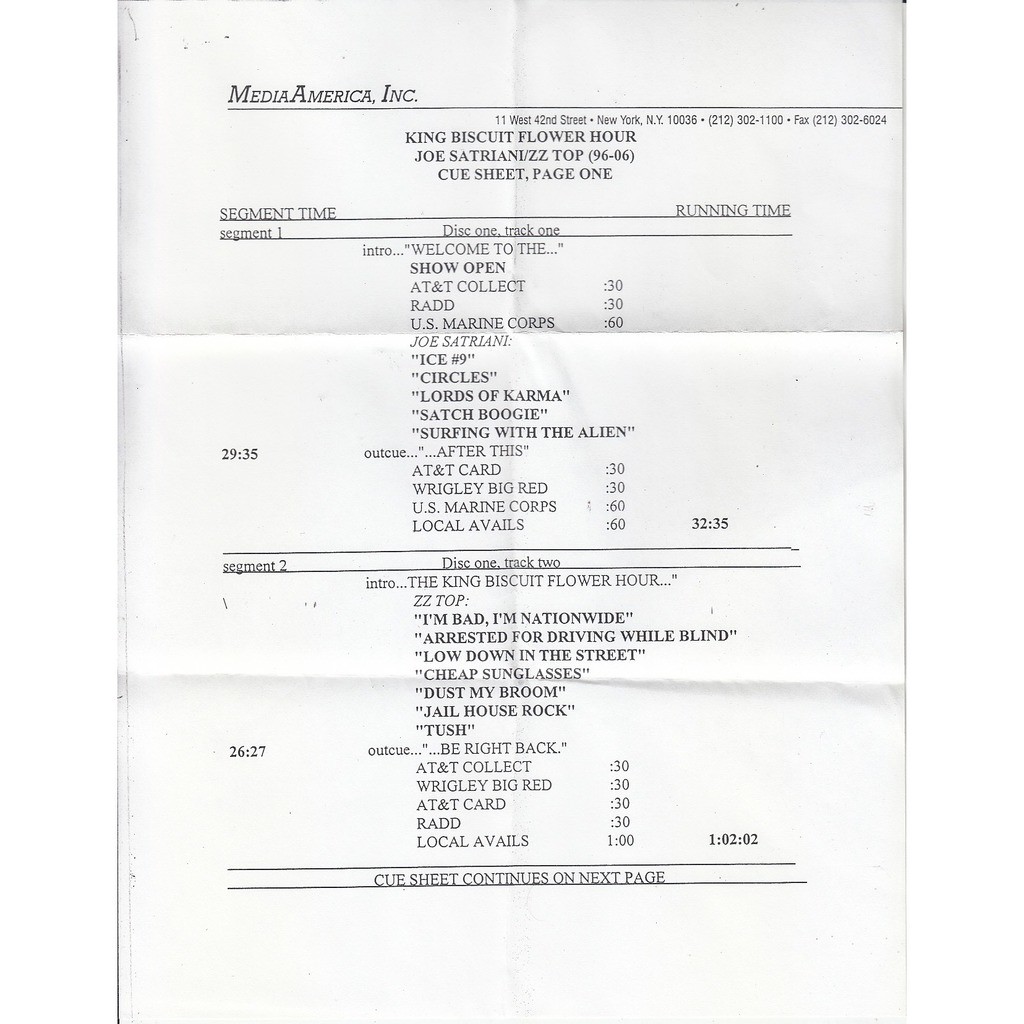 Radio show king bisquit flower hour radio by Joe Satriani / Zz Top Feat