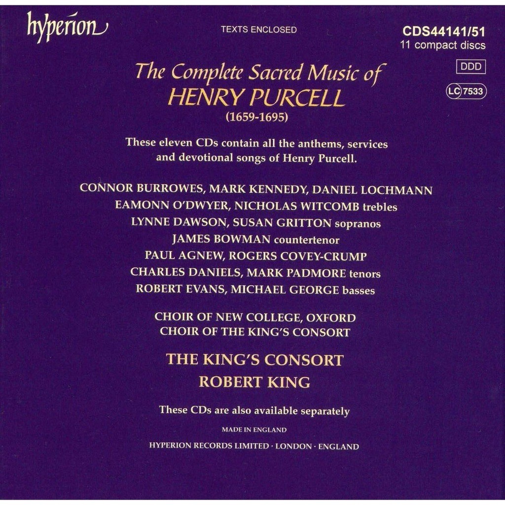 Complete sacred music / robert king, king's consort, et al by Purcell