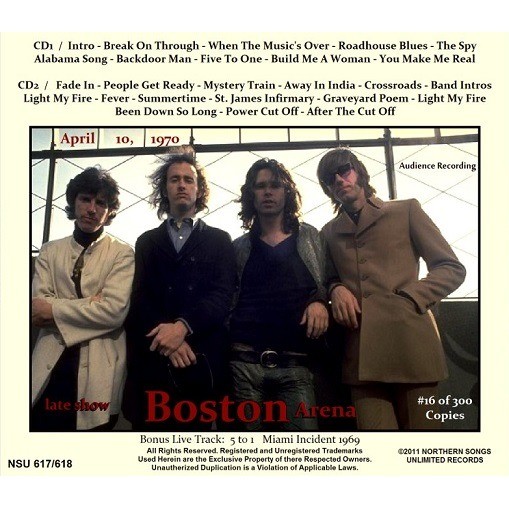 Live at the boston arena 1970 april 10th ltd 2cd by Jim Morrison & The