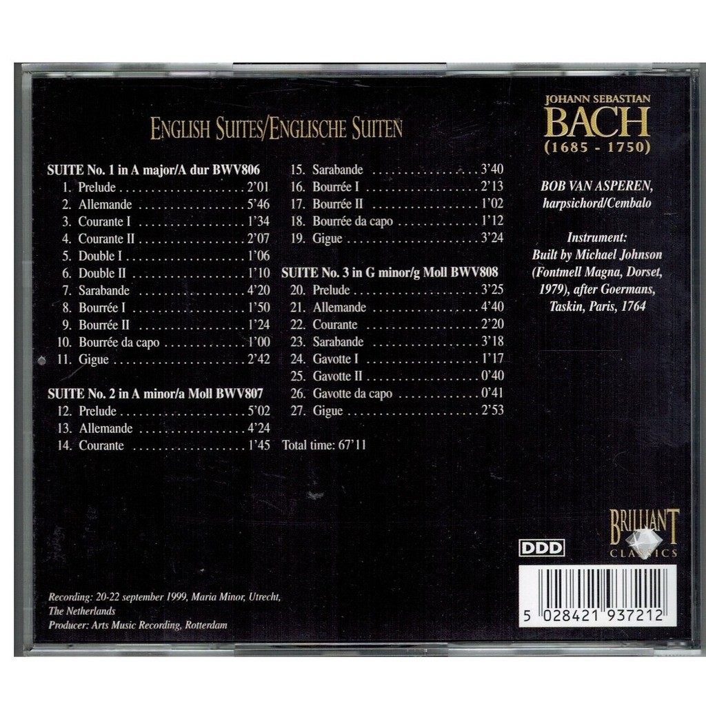 Bach edition english suites 13 / bob van asperen (harpsichord) de