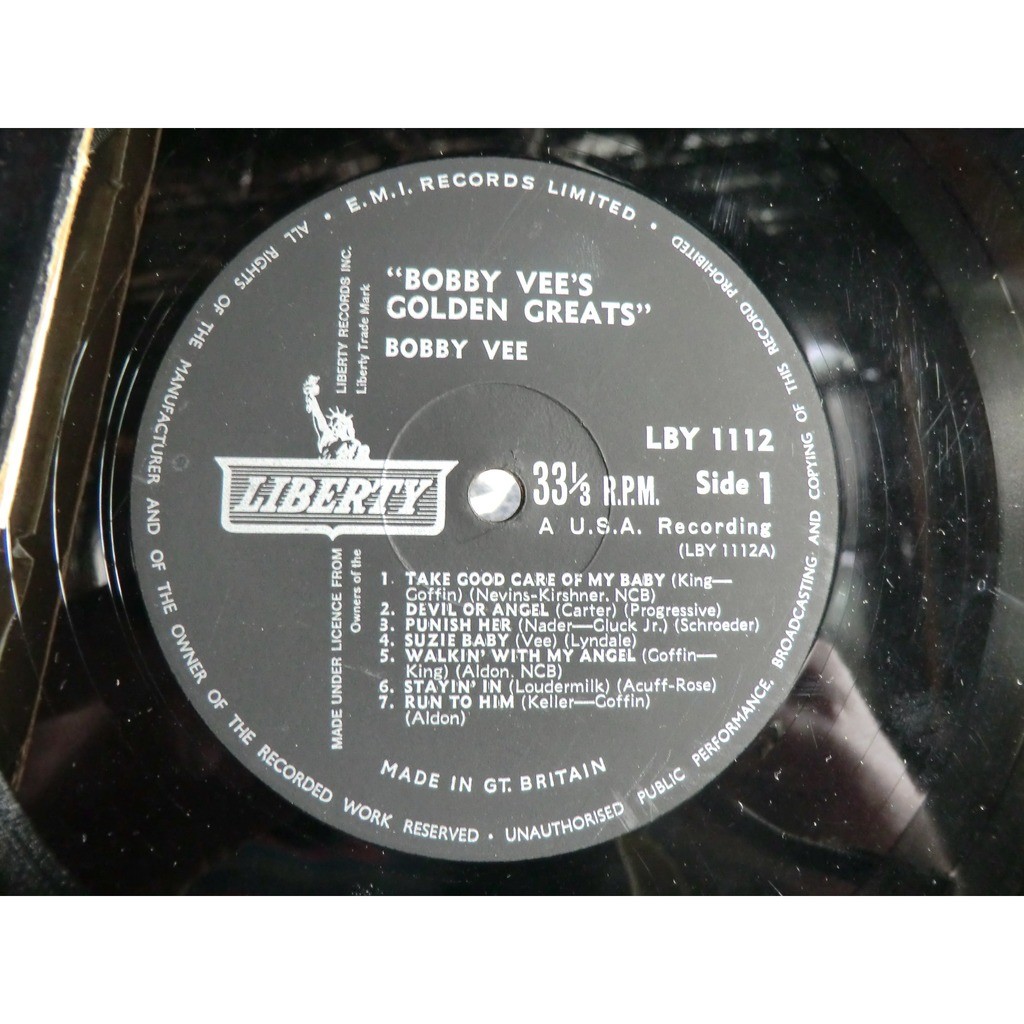 Bobby VEE Bobby Vee's Golden Greats (very rare original UK MONO press - 1962 - Fleepback cover)