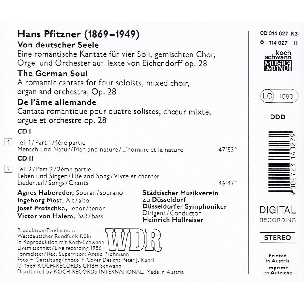 Von Deutscher Seele / Heinrich Hollreiser Von Pfitzner, Hans, CD X 2 ...